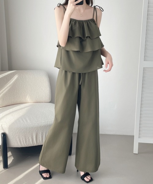 ABITOKYO(アビトーキョー)の「ペプラムフリルキャミソールセットアップ(セットアップ・レディース・ネイビー/カーキ/ベージュ・M/L/XL)」の10枚目の写真