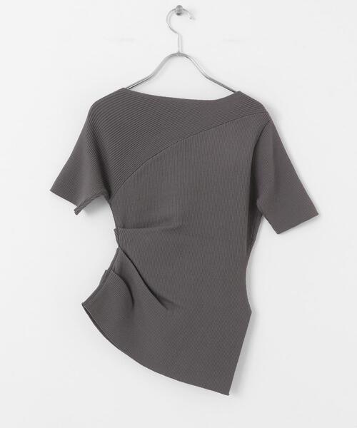 SENSE OF PLACE by URBAN RESEARCH(センスオブプレイスバイアーバンリサーチ)の「アシメネックセーター(半袖)(ニット/セーター・レディース・ブラック/オフホワイト/チャコールグレー/ベージュ・ONE)」の18枚目の写真