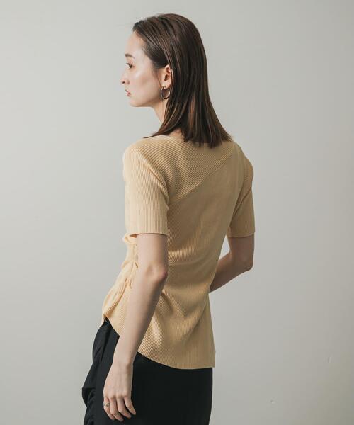 SENSE OF PLACE by URBAN RESEARCH(センスオブプレイスバイアーバンリサーチ)の「アシメネックセーター(半袖)(ニット/セーター・レディース・ブラック/オフホワイト/チャコールグレー/ベージュ・ONE)」の12枚目の写真