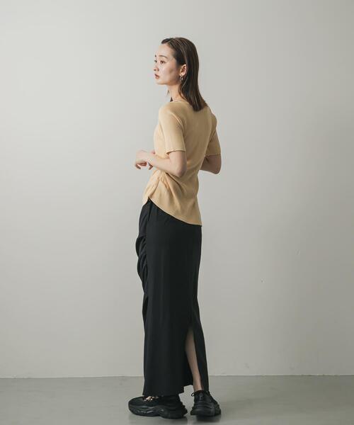 SENSE OF PLACE by URBAN RESEARCH(センスオブプレイスバイアーバンリサーチ)の「アシメネックセーター(半袖)(ニット/セーター・レディース・ブラック/オフホワイト/チャコールグレー/ベージュ・ONE)」の10枚目の写真