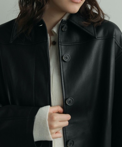 anuke(アンヌーク)の「anuke Ecoleather Over Jacket エコレザーオーバージャケット/62520105(その他アウター・レディース・ダークブラウン/ブラック・38/36)」の9枚目の写真