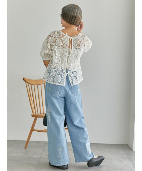 ehka sopo（エヘカソポ）の「前後2WAYレースリボンブラウス（シャツ/ブラウス・レディース・サックスブルー/ブラック/オフホワイト・F）」の10枚目の写真
