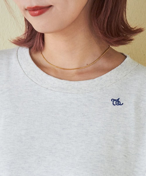 CUBE SUGAR(キューブシュガー)の「21/-シルケット風天竺接触冷感切替ドルマンTシャツ(Tシャツ/カットソー・レディース・サックスブルー/ホワイト/ブラック/オートミール・M)」の16枚目の写真