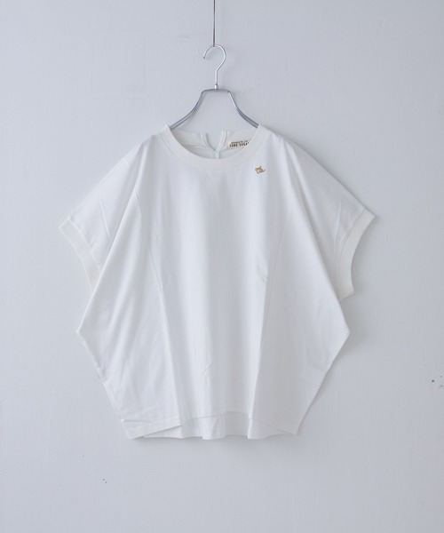 CUBE SUGAR(キューブシュガー)の「21/-シルケット風天竺接触冷感切替ドルマンTシャツ(Tシャツ/カットソー・レディース・サックスブルー/ホワイト/ブラック/オートミール・M)」の21枚目の写真