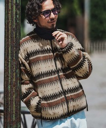 mj10793- Ortega Pattern Fleece Blouson フリースブルゾン