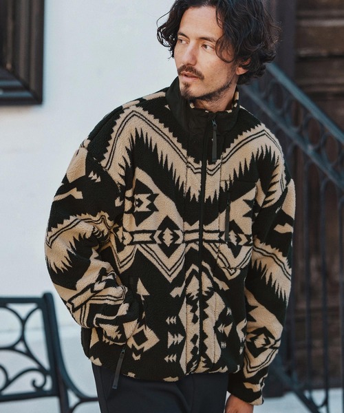 mj10793- Ortega Pattern Fleece Blouson フリースブルゾン（ブルゾン