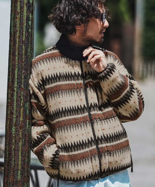 felkod(フィルコッド)の「mj10793- Ortega Pattern Fleece Blouson フリースブルゾン(ブルゾン・メンズ・ブラック/ベージュ・S/M/L)」の21枚目の写真