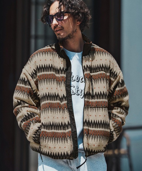 felkod(フィルコッド)の「mj10793- Ortega Pattern Fleece Blouson フリースブルゾン(ブルゾン・メンズ・ブラック/ベージュ・S/M/L)」の22枚目の写真