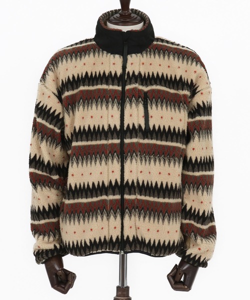 felkod(フィルコッド)の「mj10793- Ortega Pattern Fleece Blouson フリースブルゾン(ブルゾン・メンズ・ブラック/ベージュ・S/M/L)」の10枚目の写真