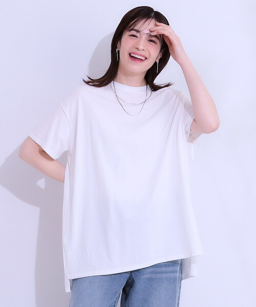 Cutie Blonde(キューティーブロンド)の「ヒップが隠せる バックシャーリング チュニックTシャツ(チュニック・レディース・ブラック/ブルー系その他/ホワイト・00)」の20枚目の写真