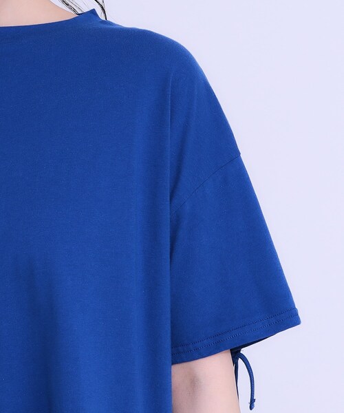 Cutie Blonde(キューティーブロンド)の「ヒップが隠せる バックシャーリング チュニックTシャツ(チュニック・レディース・ブラック/ブルー系その他/ホワイト・00)」の9枚目の写真