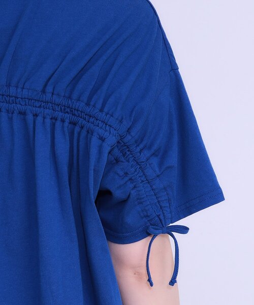 Cutie Blonde(キューティーブロンド)の「ヒップが隠せる バックシャーリング チュニックTシャツ(チュニック・レディース・ブラック/ブルー系その他/ホワイト・00)」の10枚目の写真