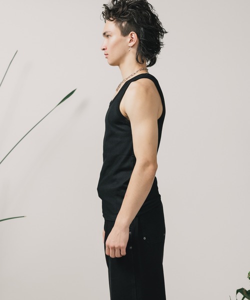 FREE MAX(フリーマックス)の「FREE MAX×Hyoma Mesh Tank Top / メッシュタンクトップ メンズ 秋物 秋服 2026年秋冬(タンクトップ・メンズ・ブラック/ホワイト・M/S)」の14枚目の写真