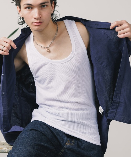 FREE MAX(フリーマックス)の「FREE MAX×Hyoma Mesh Tank Top / メッシュタンクトップ メンズ 秋物 秋服 2026年秋冬(タンクトップ・メンズ・ブラック/ホワイト・M/S)」の9枚目の写真