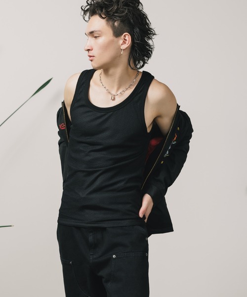 FREE MAX(フリーマックス)の「FREE MAX×Hyoma Mesh Tank Top / メッシュタンクトップ メンズ 秋物 秋服 2026年秋冬(タンクトップ・メンズ・ブラック/ホワイト・M/S)」の3枚目の写真