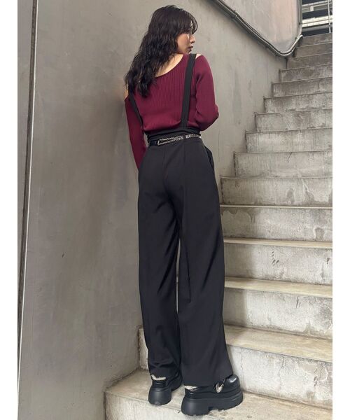 MURUA（ムルーア）の「【セットアップ対応】チェーンベルトサスペンダーパンツ（スラックス・レディース・グレー/ブラック/ベージュ・1/2）」の19枚目の写真