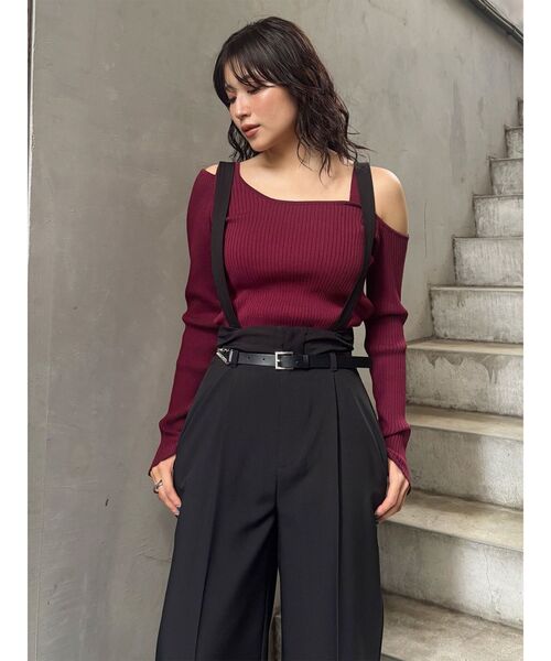 MURUA（ムルーア）の「【セットアップ対応】チェーンベルトサスペンダーパンツ（スラックス・レディース・グレー/ブラック/ベージュ・1/2）」の20枚目の写真