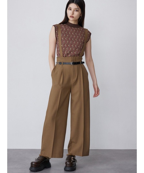 MURUA（ムルーア）の「【セットアップ対応】チェーンベルトサスペンダーパンツ（スラックス・レディース・グレー/ブラック/ベージュ・1/2）」の3枚目の写真