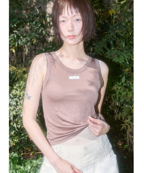 FANCY CLUB(ファンシークラブ)の「A'GEM/9 × .kom 『FANCY CLUB/ファンシークラブ』 3-Way Dot Mesh Layered Sleeveless/3WAY ドットメッシュレイヤード スリーブレス(タンクトップ・レディース・イエロー/ブラック・FREE)」の12枚目の写真