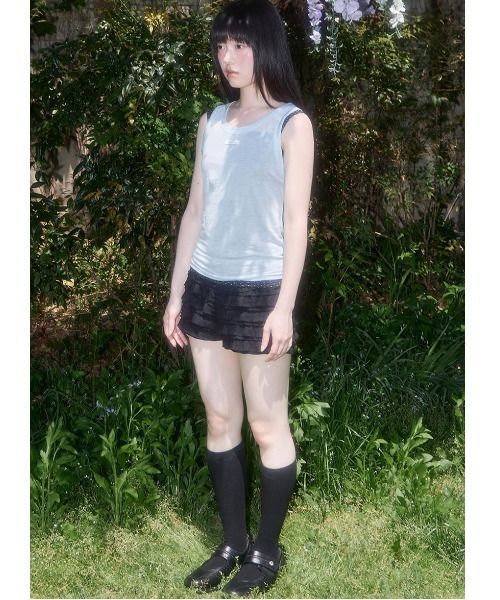 FANCY CLUB(ファンシークラブ)の「A'GEM/9 × .kom 『FANCY CLUB/ファンシークラブ』 3-Way Dot Mesh Layered Sleeveless/3WAY ドットメッシュレイヤード スリーブレス(タンクトップ・レディース・イエロー/ブラック・FREE)」の9枚目の写真
