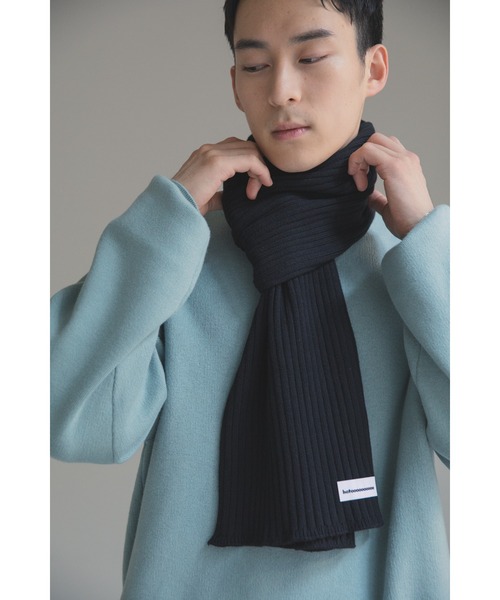 ★韓国大人気★THEAIRTOWN マフラー プチプラ knit hood muffler BOHEMIAN SEOUL] JACQUARD KNIT MUFFLER BLACK&IVORY 正規品