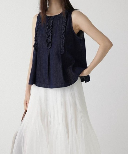 フリル袖なしデニムトップス（タンクトップ）｜FAVORITO