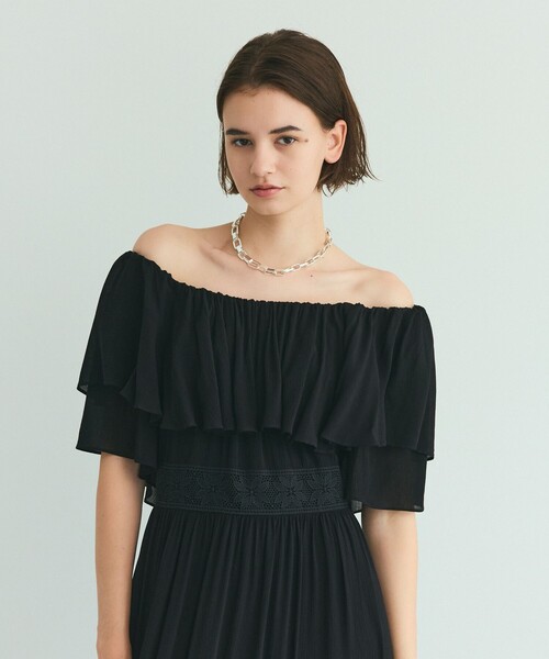 GRACE CLASS(グレースクラス)の「ラッフルレース切替マキシ(ワンピース・レディース・カーキ/ホワイト/ブラック・36)」の14枚目の写真