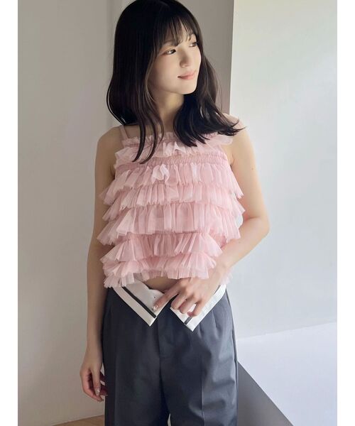 MERCURYDUO（マーキュリーデュオ）の「チュールティアードトップス（シャツ/ブラウス・レディース・ブラック/ピンク/アイボリー・FREE）」の13枚目の写真