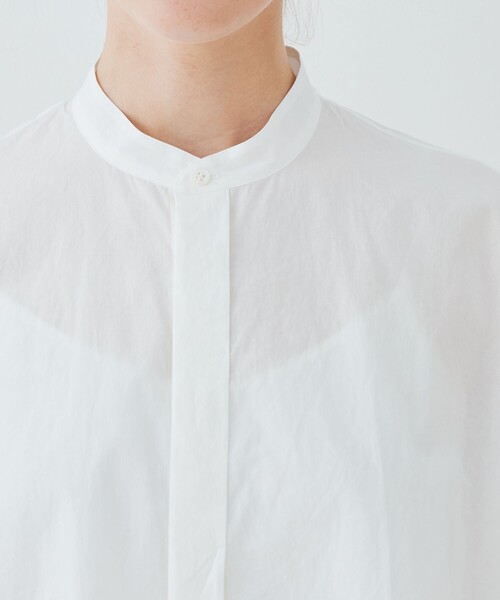 GALERIE VIE（ギャルリー ヴィー）の「コットンタイプライター スタンドネック ボックスシャツ（シャツ/ブラウス・レディース・ホワイト/ライトブルー・FREE）」の7枚目の写真