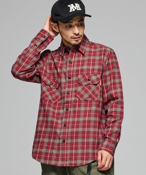 KRIFF MAYER（クリフメイヤー）の「ビエラチェック長袖シャツ（シャツ/ブラウス・メンズ・レッド/カラフル/チャコール/オリーブ/ナチュラル・MEDIUM/LARGE/X-LARGE）」の10枚目の写真