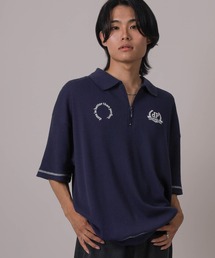 SlashDate（スラッシュデイト）の「【85】ワッフル ワンポイント刺繍＆ステッチ ハーフジップ ポロシャツ オーバーサイズ（ポロシャツ）」