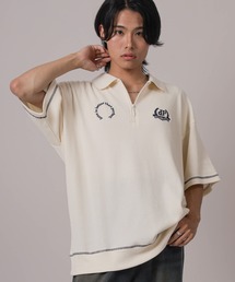 SlashDate（スラッシュデイト）の「【85】ワッフル ワンポイント刺繍＆ステッチ ハーフジップ ポロシャツ オーバーサイズ（ポロシャツ）」