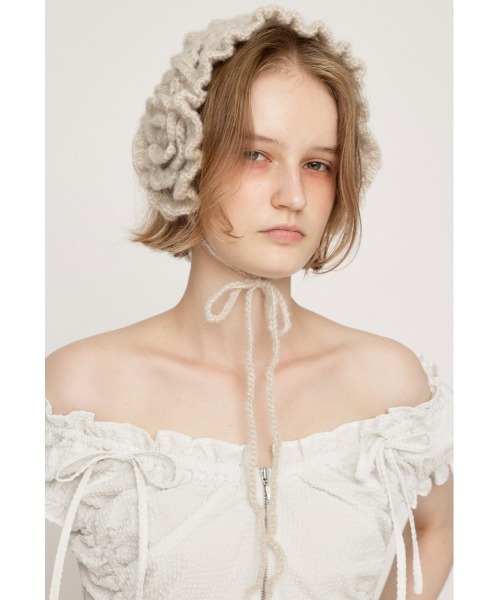 FLOWER KNIT HEADDRESS フラワー ニット ヘッドドレス（ニット