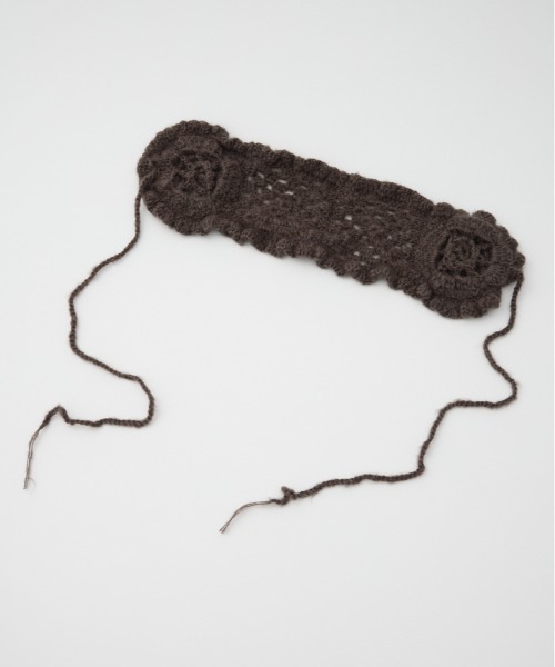 SLY（スライ）の「FLOWER KNIT HEADDRESS フラワー ニット ヘッドドレス（ニットキャップ/ビーニー・レディース・グレー/アイボリー・FREE）」の9枚目の写真