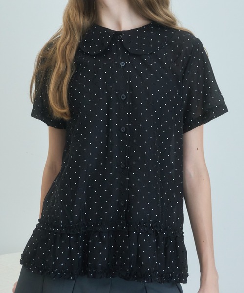Birthday room（バースデイルーム）の「ドット丸襟シアーブラウス/Polka dot round collar sheer blouse（シャツ/ブラウス・レディース・ブラック/ホワイト・FREE）」の2枚目の写真
