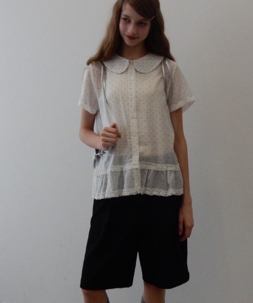 Birthday room（バースデイルーム）の「ドット丸襟シアーブラウス/Polka dot round collar sheer blouse（シャツ/ブラウス・レディース・ブラック/ホワイト・FREE）」の20枚目の写真