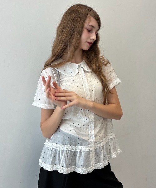 Birthday room（バースデイルーム）の「ドット丸襟シアーブラウス/Polka dot round collar sheer blouse（シャツ/ブラウス・レディース・ブラック/ホワイト・FREE）」の19枚目の写真