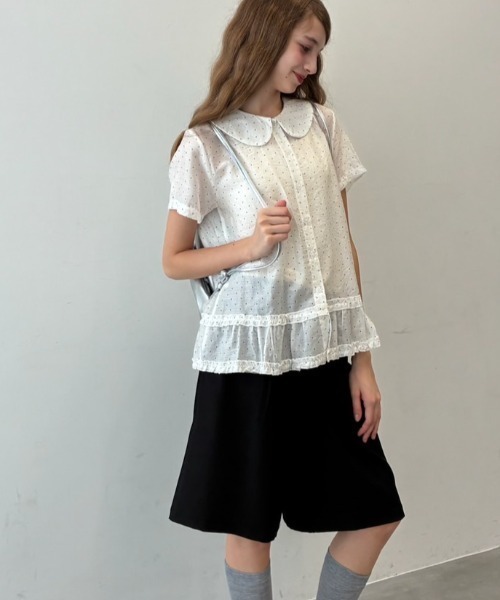 Birthday room（バースデイルーム）の「ドット丸襟シアーブラウス/Polka dot round collar sheer blouse（シャツ/ブラウス・レディース・ブラック/ホワイト・FREE）」の21枚目の写真