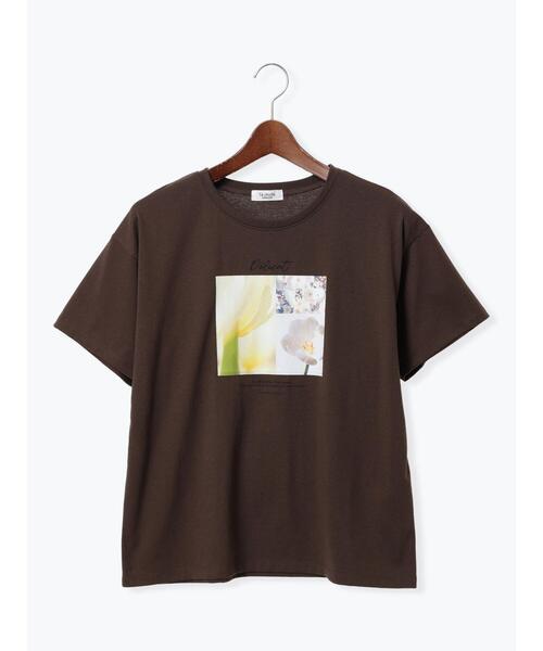 Te chichi TERRASSE(テチチテラス)の「フラワー転写プリントTシャツ(Tシャツ/カットソー・レディース・ブラック/オフホワイト/ブラウン・F)」の11枚目の写真