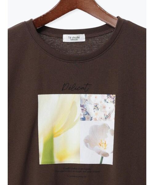 Te chichi TERRASSE(テチチテラス)の「フラワー転写プリントTシャツ(Tシャツ/カットソー・レディース・ブラック/オフホワイト/ブラウン・F)」の13枚目の写真
