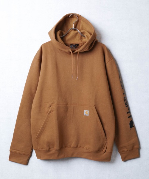 カーハート】ジップパーカー 茶色 L 企業ロゴ 人気カラー 美品 p 中古