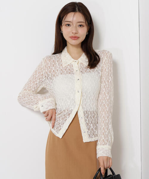 PROPORTION BODY DRESSING（プロポーションボディドレッシング）の「レースシャツ / 1215260803（Tシャツ/カットソー・レディース・ブラウン系その他/ブラック/ホワイト系その他・FREE）」の11枚目の写真