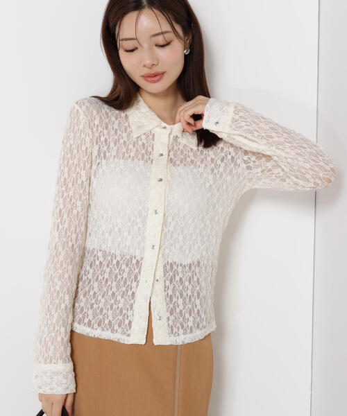 PROPORTION BODY DRESSING（プロポーションボディドレッシング）の「レースシャツ / 1215260803（Tシャツ/カットソー・レディース・ブラウン系その他/ブラック/ホワイト系その他・FREE）」の13枚目の写真