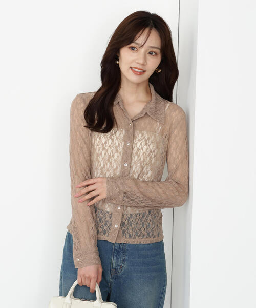 PROPORTION BODY DRESSING（プロポーションボディドレッシング）の「レースシャツ / 1215260803（Tシャツ/カットソー・レディース・ブラウン系その他/ブラック/ホワイト系その他・FREE）」の3枚目の写真