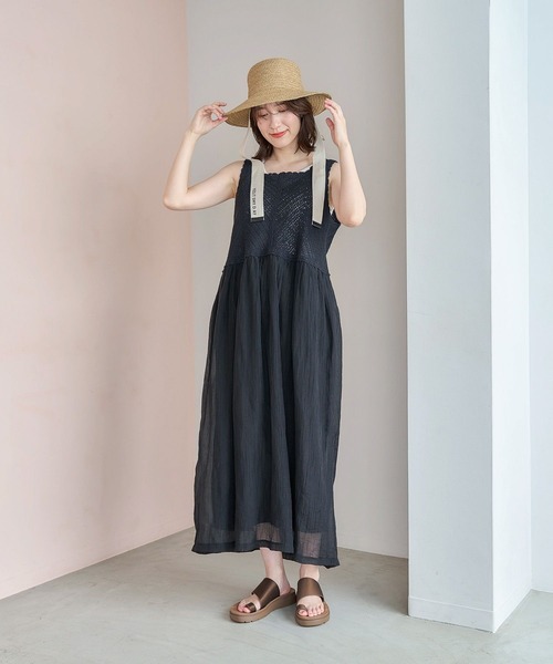 studio CLIP（スタディオクリップ）の「クロシェコンビワンピース[プチサイズあり]（ワンピース・レディース・アイボリー/ブラック・FREE/PF）」の5枚目の写真