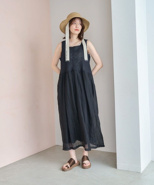 studio CLIP（スタディオクリップ）の「クロシェコンビワンピース[プチサイズあり]（ワンピース・レディース・アイボリー/ブラック・FREE/PF）」の6枚目の写真