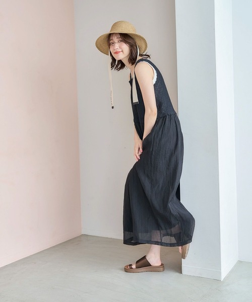 studio CLIP（スタディオクリップ）の「クロシェコンビワンピース[プチサイズあり]（ワンピース・レディース・アイボリー/ブラック・FREE/PF）」の7枚目の写真