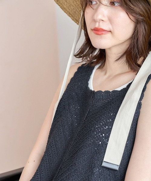 studio CLIP（スタディオクリップ）の「クロシェコンビワンピース[プチサイズあり]（ワンピース・レディース・アイボリー/ブラック・FREE/PF）」の8枚目の写真