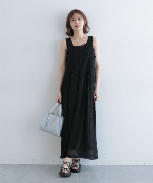 studio CLIP（スタディオクリップ）の「クロシェコンビワンピース[プチサイズあり]（ワンピース・レディース・アイボリー/ブラック・FREE/PF）」の12枚目の写真