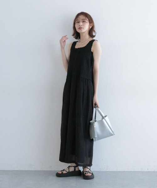 studio CLIP（スタディオクリップ）の「クロシェコンビワンピース[プチサイズあり]（ワンピース・レディース・アイボリー/ブラック・FREE/PF）」の14枚目の写真